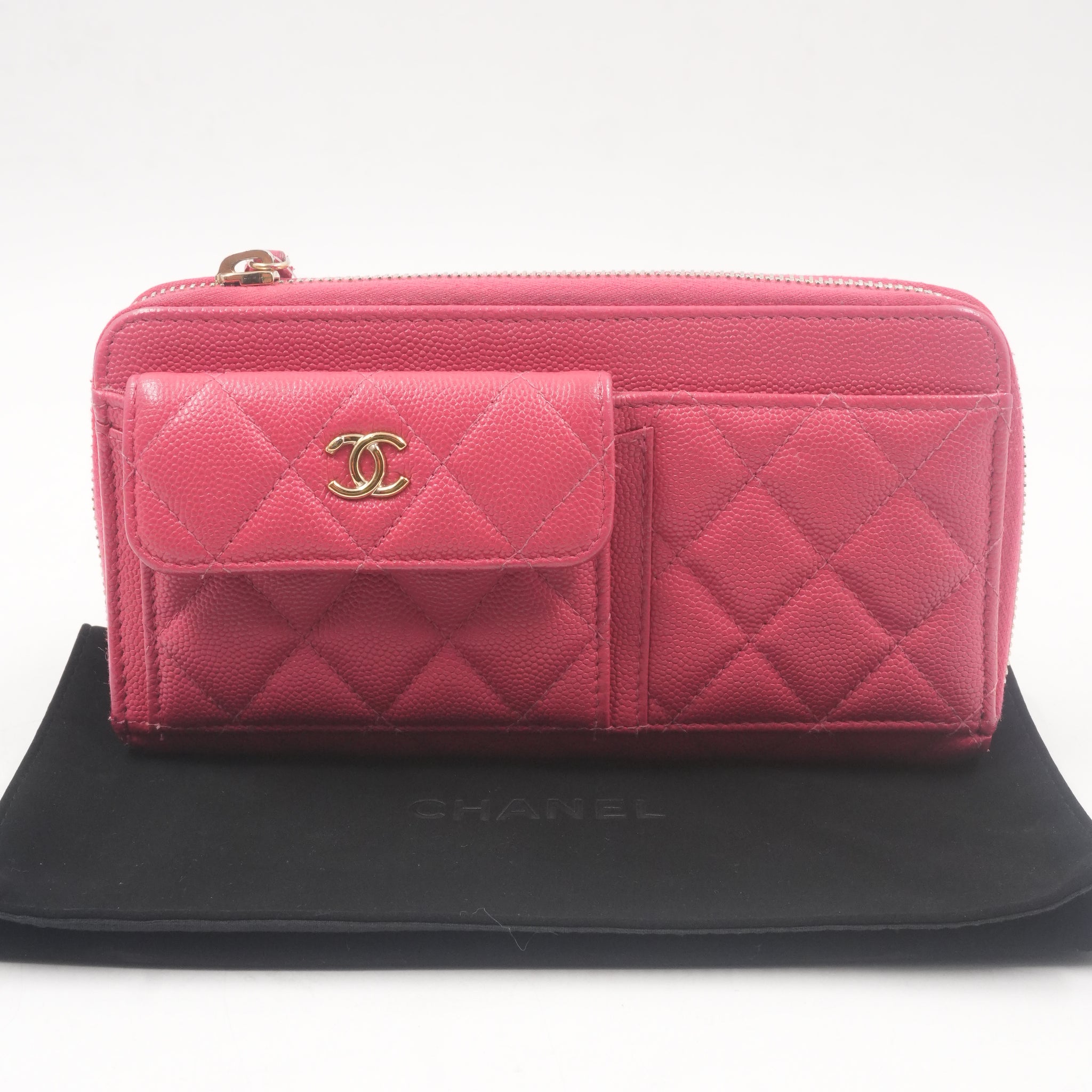 Caviar Quilted In and Out Zip around wallet