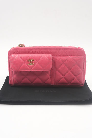 Caviar Quilted In and Out Zip around wallet