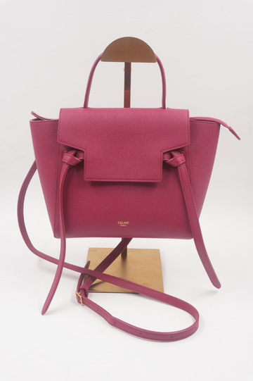 Red Leather Belt Top Handle Bag