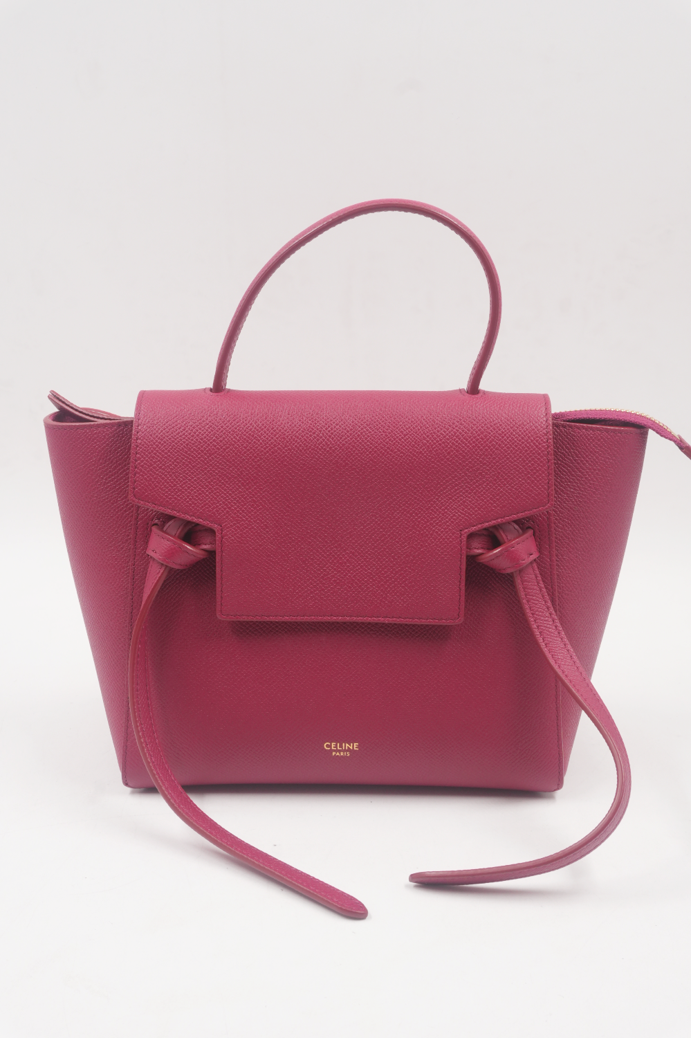 Red Leather Belt Top Handle Bag