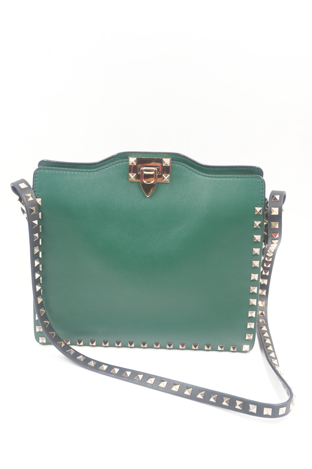 Green Leather Rockstud Trapeze