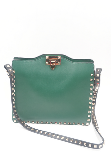 Green Leather Rockstud Trapeze