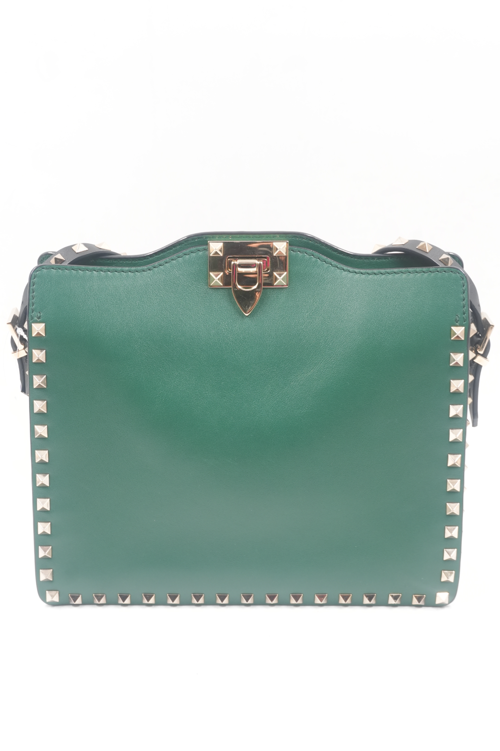 Green Leather Rockstud Trapeze