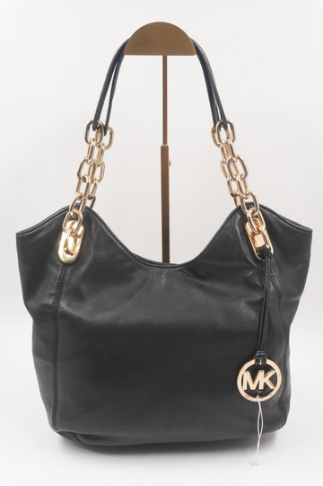 Lily Tote Black Leather Shoulder Bag