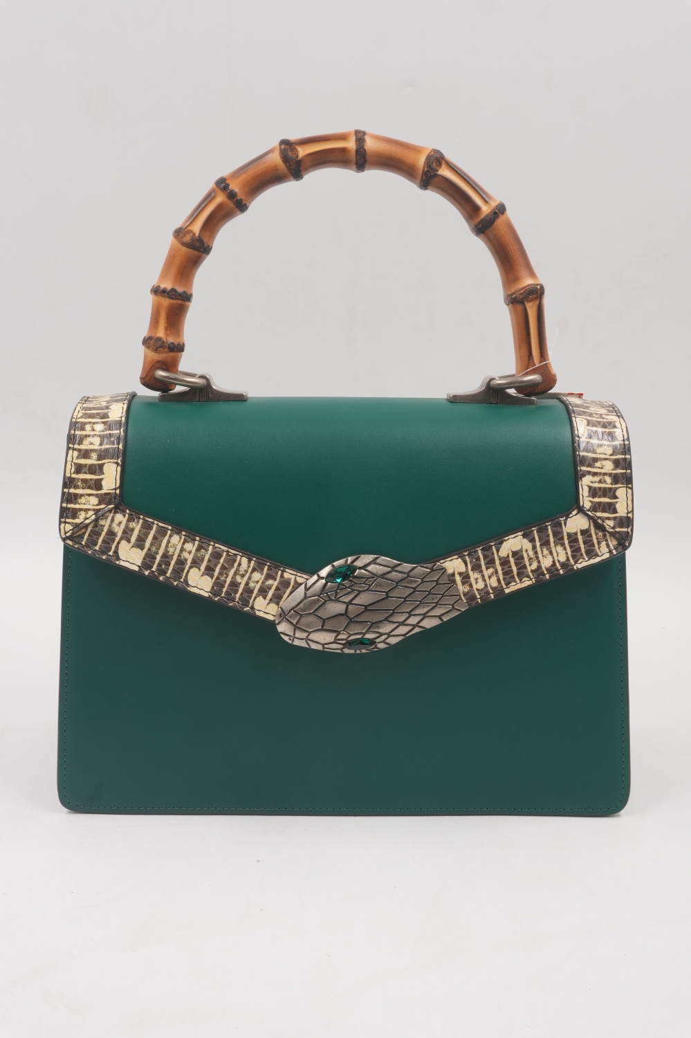 Bamboo Snake Leather Handbag