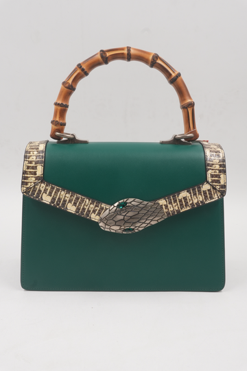Bamboo Snake Leather Handbag