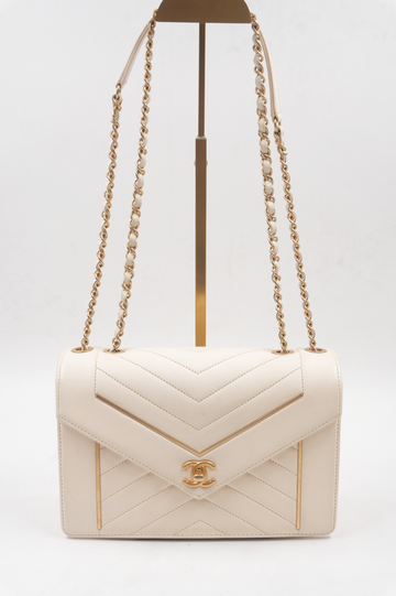 Lambskin Reversed Chevron Quilted Flap Bag