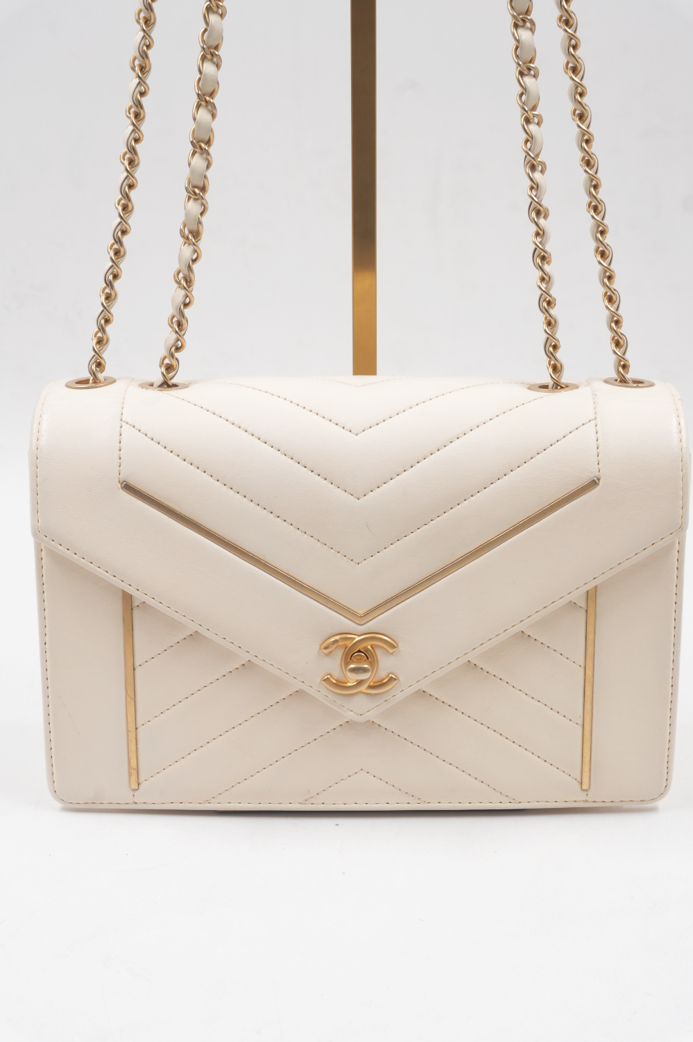 Lambskin Reversed Chevron Quilted Flap Bag