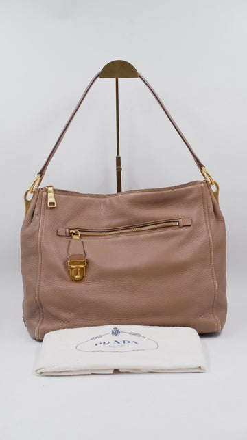Cervo Leather Zip Pocket Hobo Bag