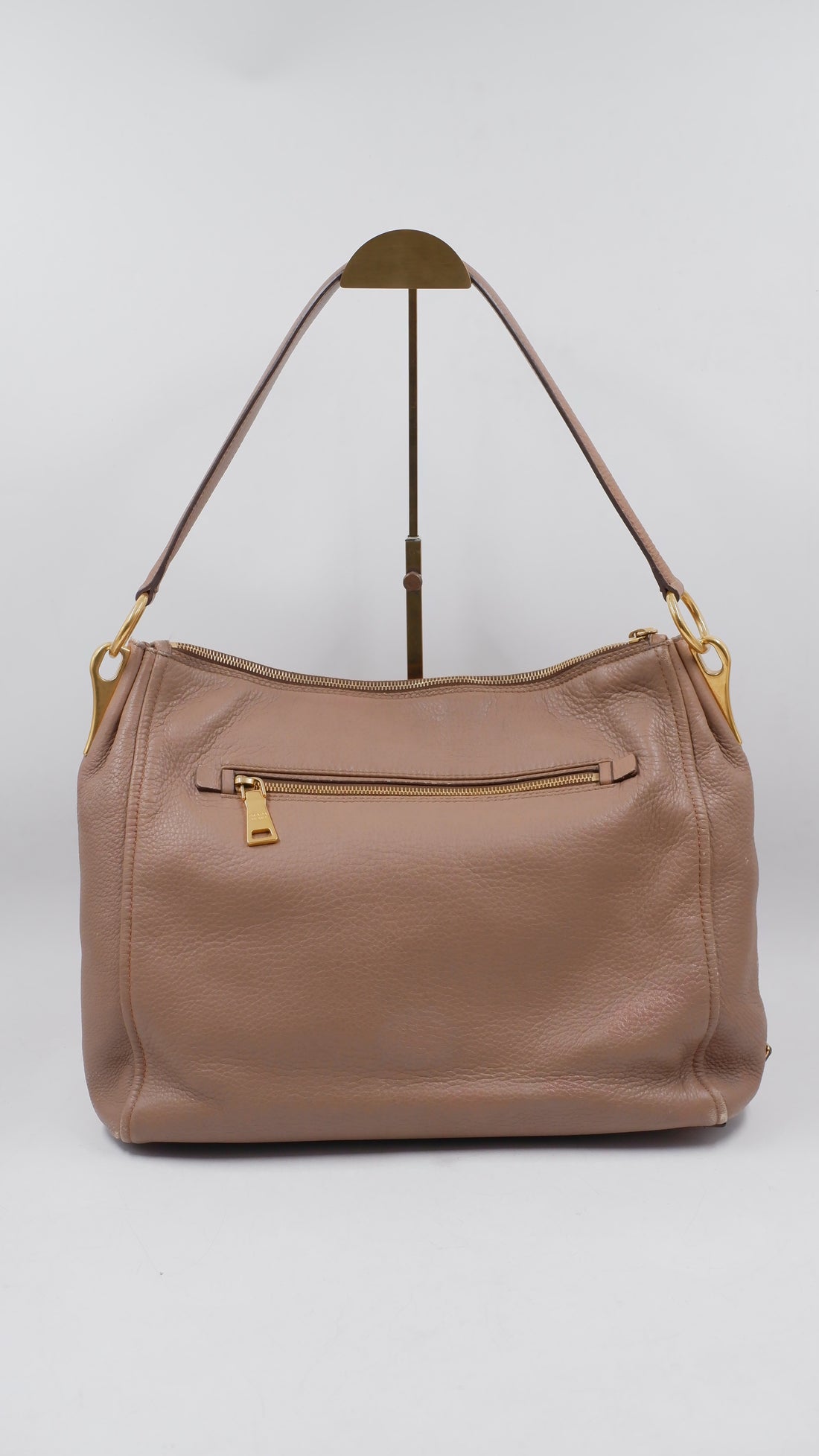Cervo Leather Zip Pocket Hobo Bag