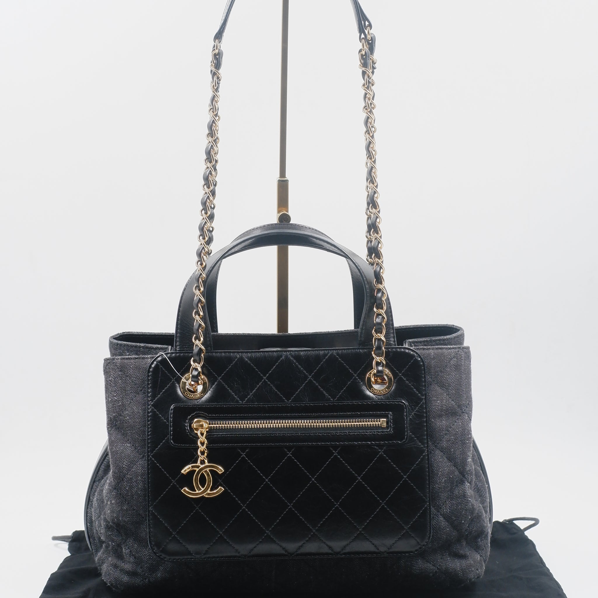 Denim Quilted Shoulder Bag