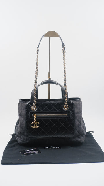 Denim Quilted Shoulder Bag