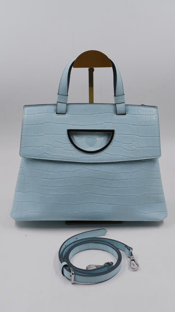 D Crocodile-Embossed Leather Handbag