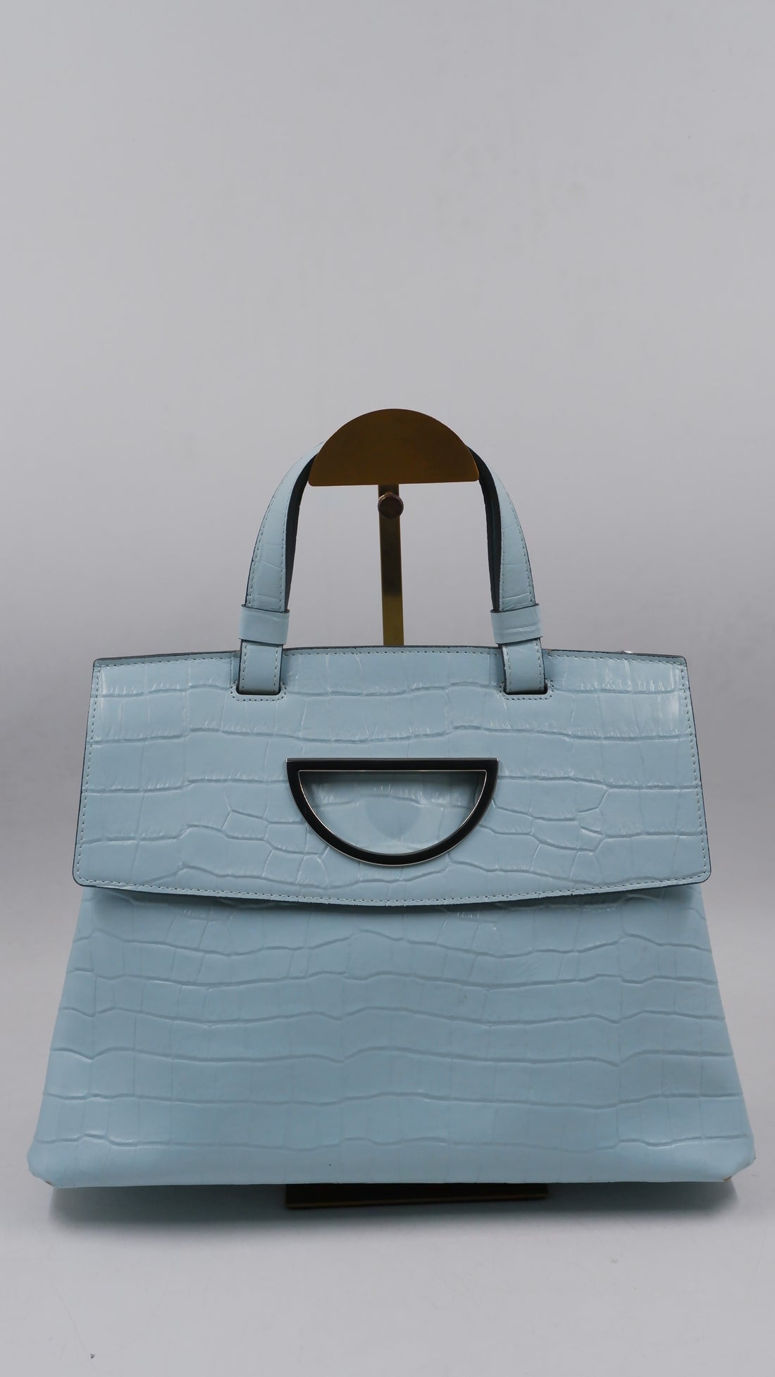 D Crocodile-Embossed Leather Handbag
