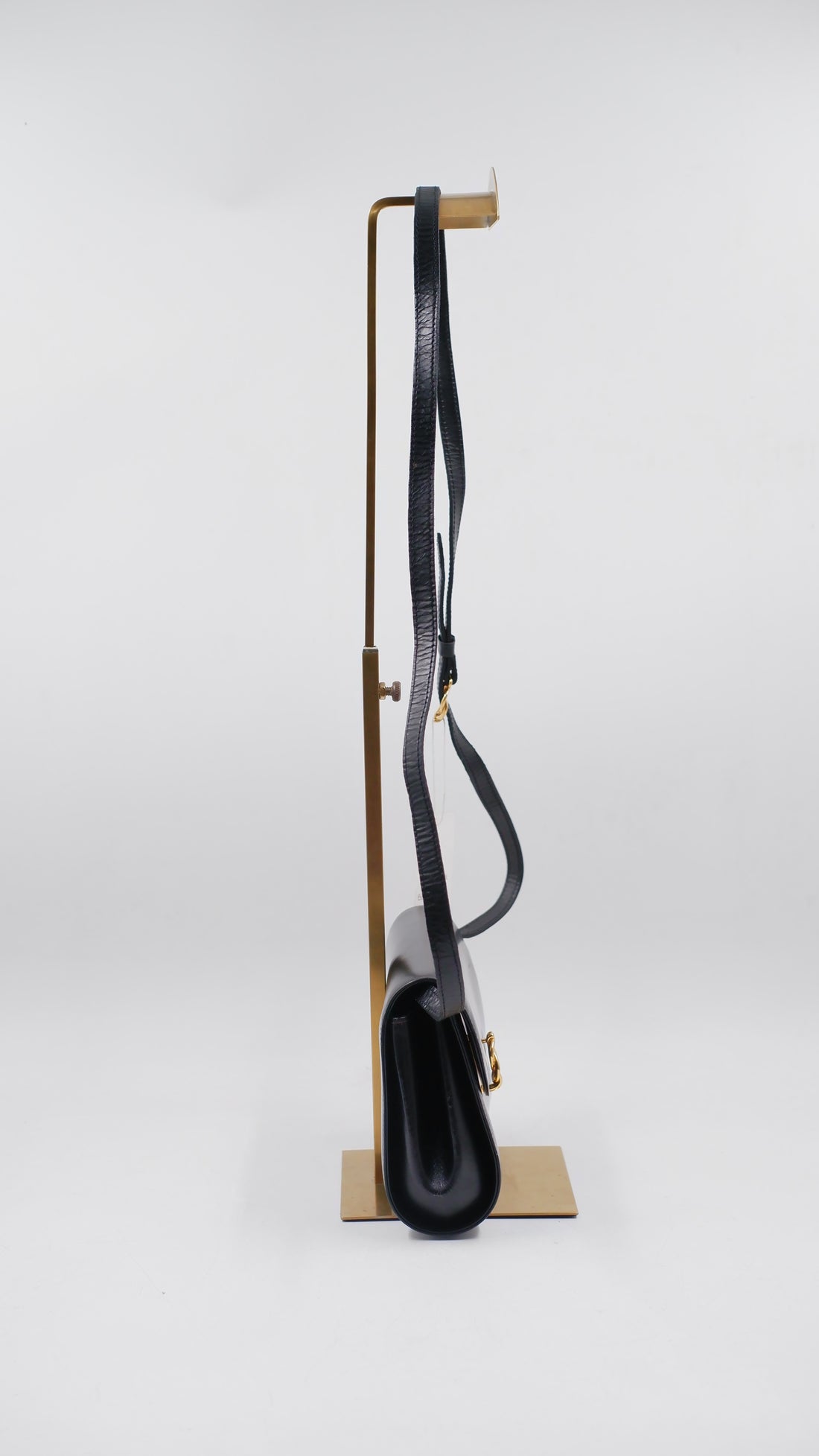 Vintage Black Box Leather Flap Shoulder bag