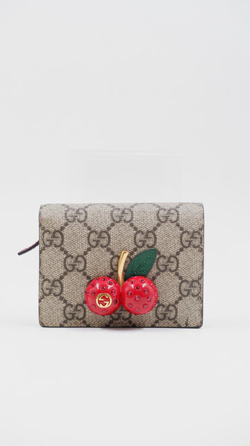 GG Supreme Cherry Compact Wallet