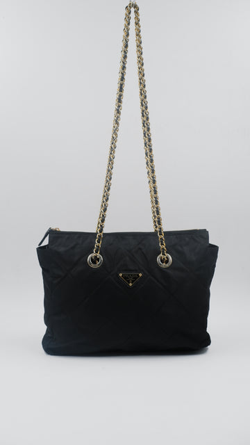 Tessuto Nylon Quilted Chain Shoulder Bag