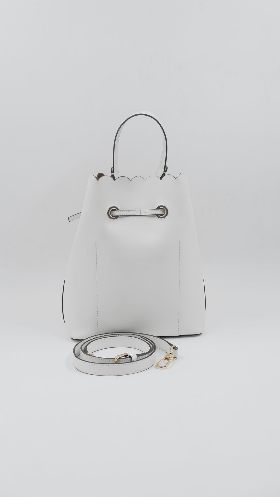 Constanza Lazer-Cut Leather Bucket Bag
