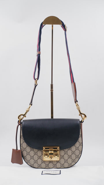 Padlock GG Supreme Saddle Messenger Shoulder Bag