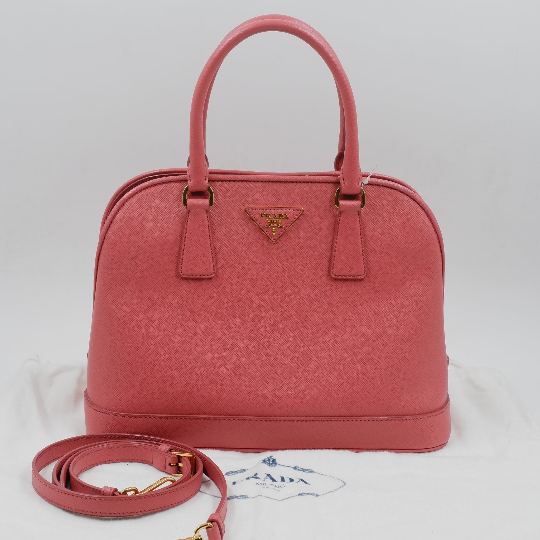 Saffiano Lux 2-way Shoulder Bag Pink