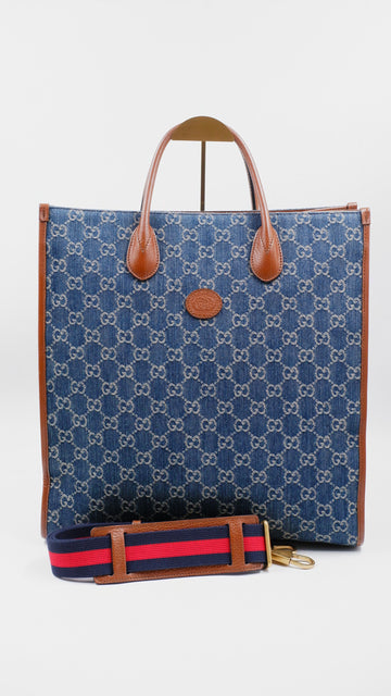 Interlocking G Denim Tote Bag