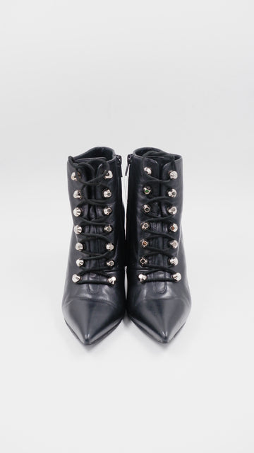 Pointed Toe Lace Up Ankle Boots