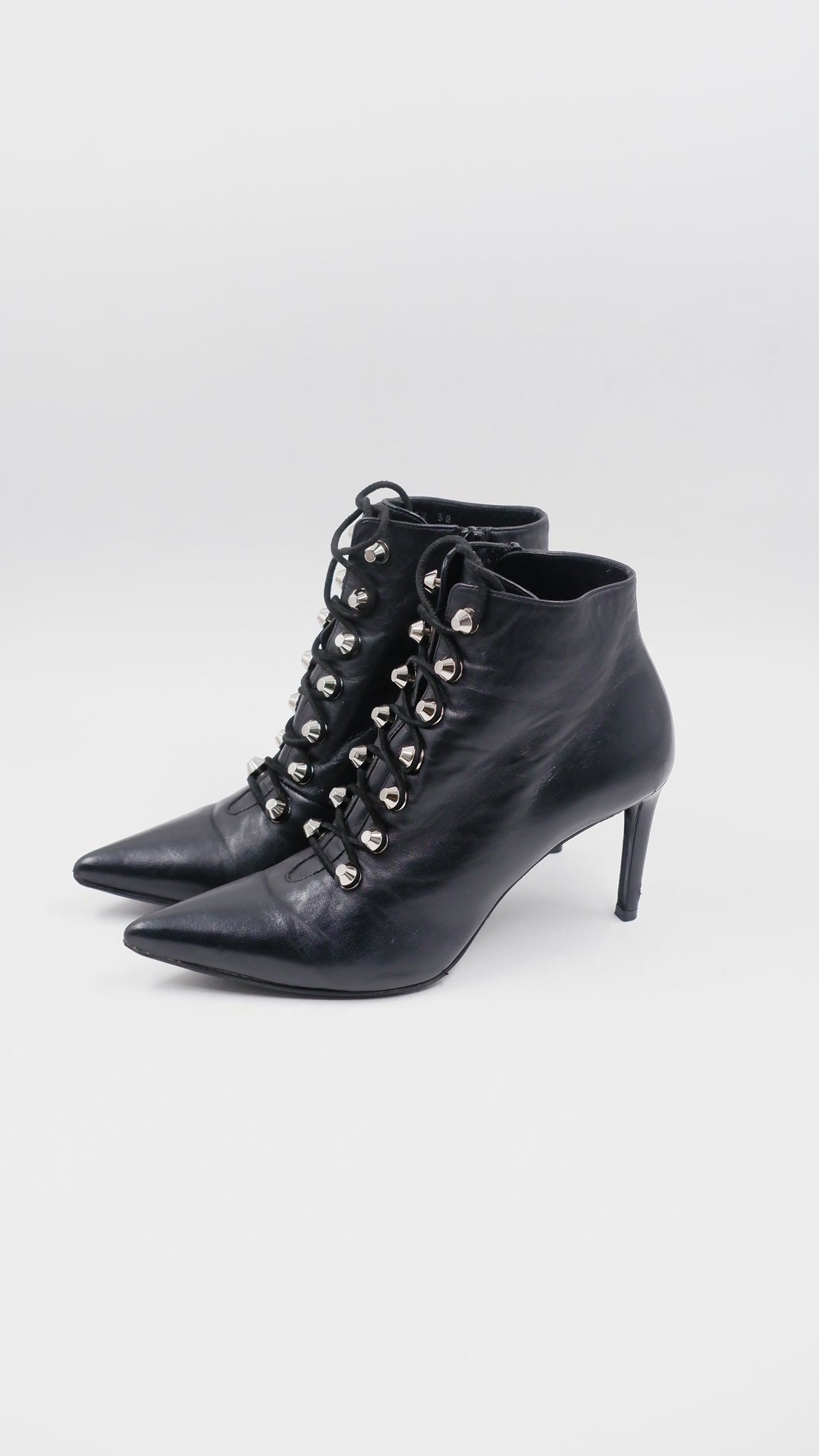Pointed Toe Lace Up Ankle Boots