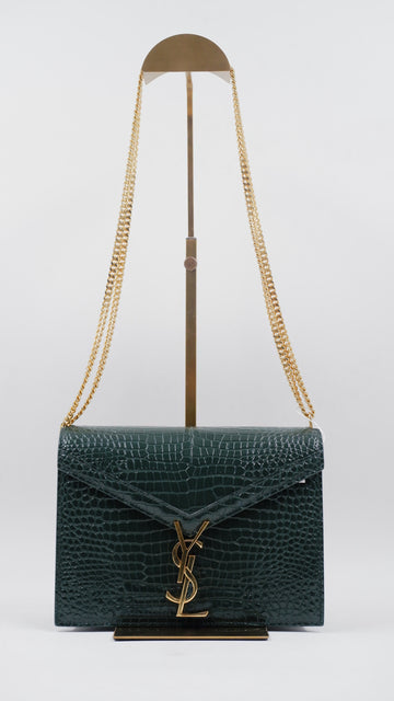 Croc Embossed Cassandra Clasp Flap Bag