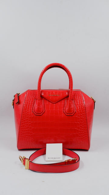 Croc-Embossed Small Antigona