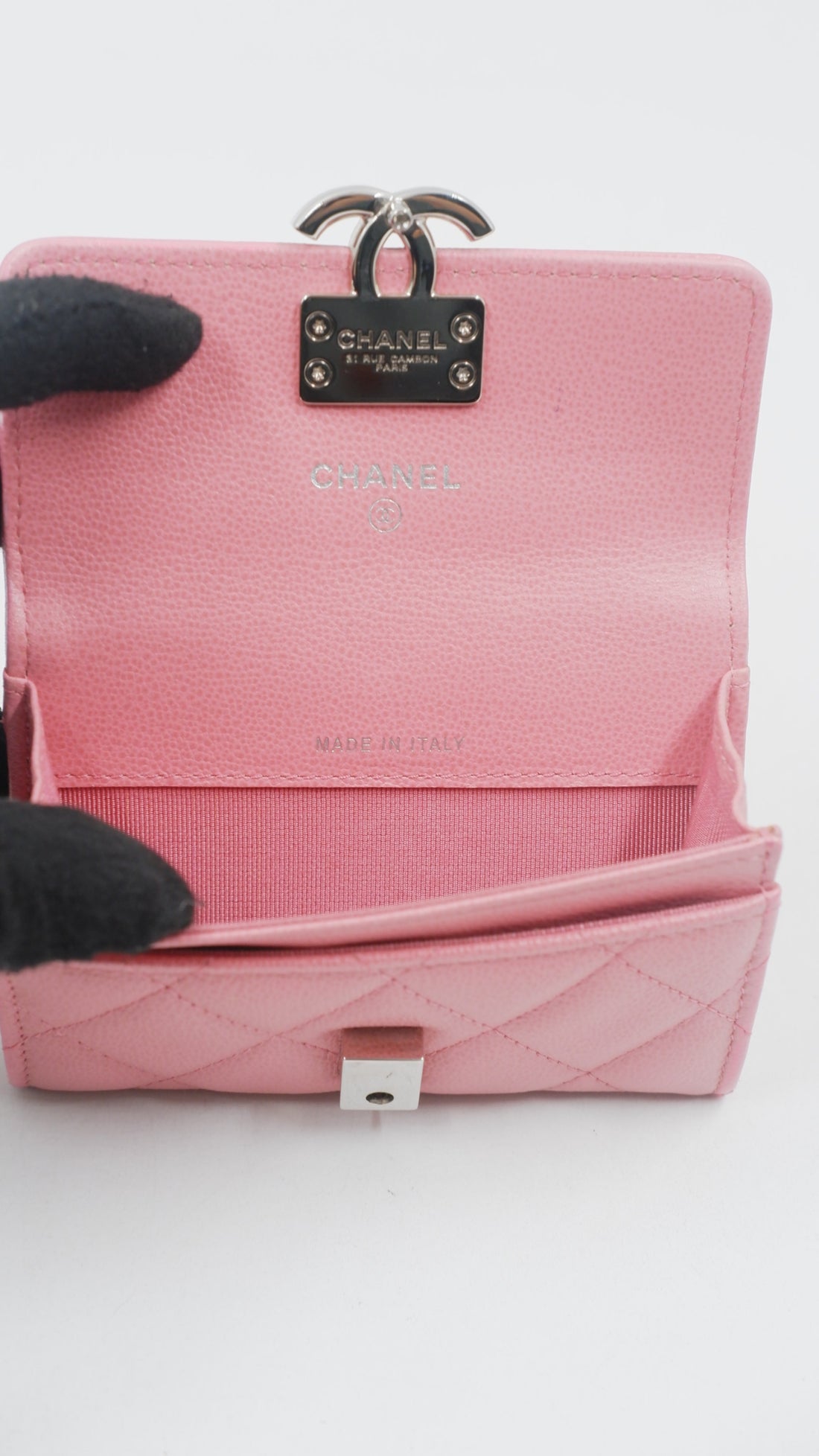 Caviar Quilted CC Box Flap Card holder