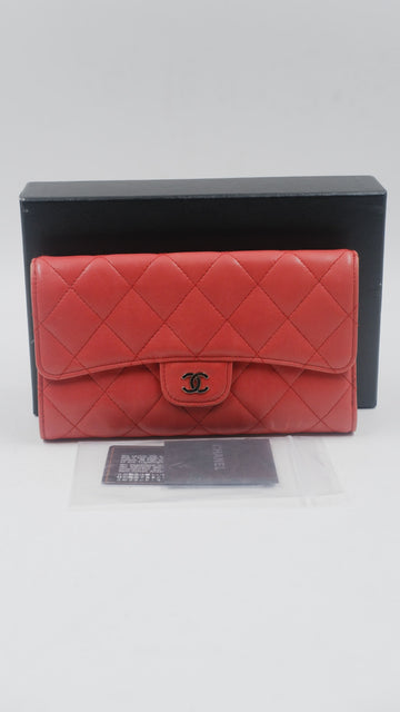 Lambskin Quilted Large Flap Wallet
